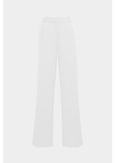 Açelyaokcu Premium Vento Orta Bel Wide Leg Dokuma Pantolon Beyaz