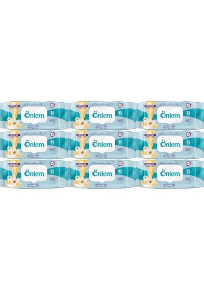Önlem Islak Havlu Mendil 90 Yaprak Papatya Özü (9 Lu Set) Plastik