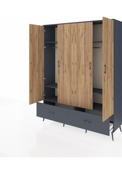 Hyperion Gardrop 6 Raflı 2 Çekmeceli 2 Askılı 176x44x221 Antrasit-çam/antrasit Çam/antrasit Hyperion Gardrop 6 Raflı 2 Çekmeceli 2 Askılı 176x44x221 Antrasit-çam/antrasit Çam/antrasit