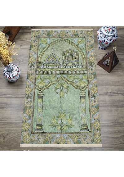 Dijital Baskılı, Yıkanabilir, Yumuşak Dokulu Çocuk Ve Yetişkin Seccade S-dot-sn-037 Yeşil