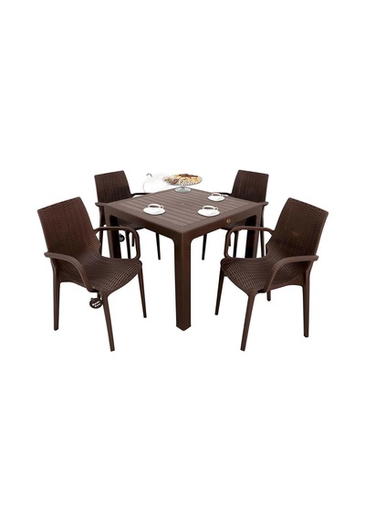 Mandella Elit Rattan 90x90 Nirvana Koltuk Masa Takımı Kahverengi Diğer
