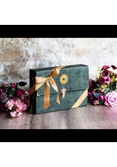 Hatim Çantalı Kadife Kuranı Kerim 29X19 Cm Sesli Dinleme Yeşil