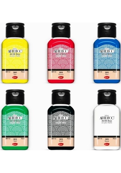 Lüks Akrilik Boya Seti 6x75 Ml Artdeco Lu Set İpek Fırçalı Canlı Renkler