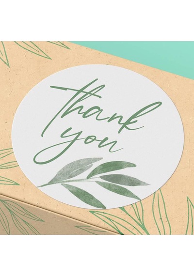 90 Adet Thank You Teşekkür Ederiz Sticker 3x3 Cm - Yeşil Yaprak Botanik Desenli Paketleme Kutu Zarf Etiketi - 3x3 Cm - St2002 Çok Renkli