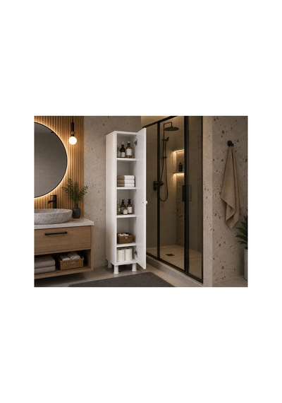 Ln-0110 Banyo Boy Dolabı, Kiler Dolabı, Çok Amaçlı Dolap, 5 Raflı 1 Kapaklı, Beyaz - 906439407 Beyaz Ln-0110 Banyo Boy Dolabı, Kiler Dolabı, Çok Amaçlı Dolap, 5 Raflı 1 Kapaklı, Beyaz - 906439407 Beyaz
