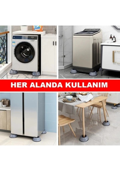 Çamaşır Makinesi Titreşim Önleyici Ayak 4'lü Takım Kaydırmaz Gri Diğer