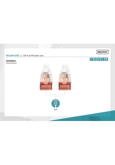 Dıgıtus Cat 6 S/ftp Rj45 Ethernet Kablosu 10 Metre 250 Mhz Lszh Gri 10 Metre