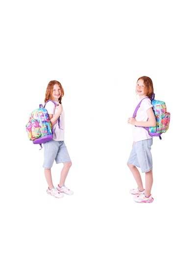 Kaukko Kids Dört Bölmeli Okul Çantası + Beslenme +kalemlik Seti Dondurma - Kız Çocuk - Kırmızı Mavi Kırmızı - Mavi