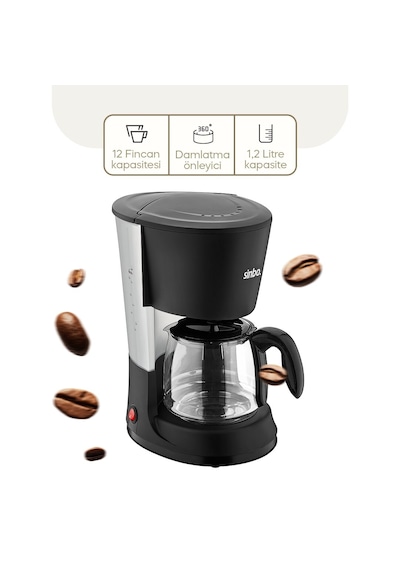 2in1 Filtre Kahve - Çay Demleme Makinesi 1.2lt Cam Hazne - Su Seviye Gösterge Scm-2938