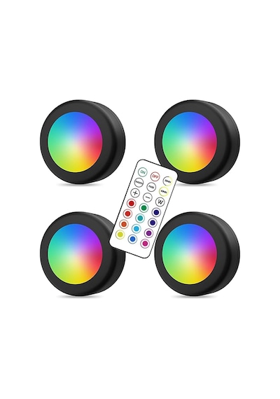Upway 4 Lü Set Led Aydınlatma Dekoratif Rgb Gece Lambası 12 Renk Kumandalı Küçük Siyah