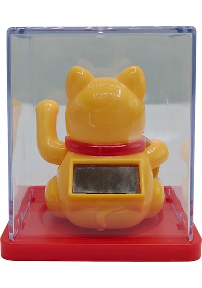 Maneki Neko El Sallayan Mini Şans Kedisi Krem Solar Güneş Enerjili 5x5cm S4krm04