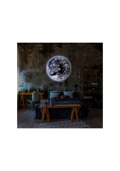 Kişiselleştirilebilir Led Işıklı Epoksi Katmanlı Tablo Cadı Dolunay Gri - 756669533 Gri
