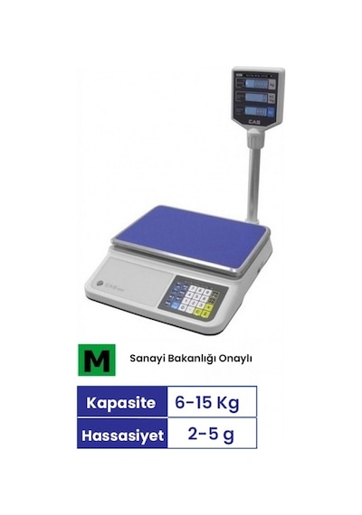 Cas Pr Iı Plus 15 Kg. Fiyat Hesaplamalı Boyunlu Terazi