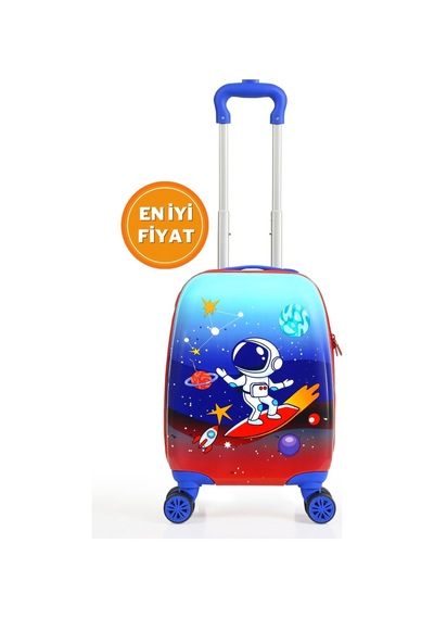 G&d Polo Suitcase Gedox Kids Mavi Kırmızı Astronot Desenli Erkek Çocuk Valizi 151 Mavi - Kırmızı