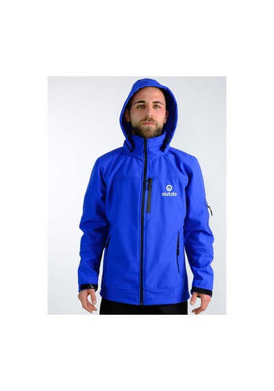 Outdo Premium Softshell Çıkarılabilir Kapüşonlu Mont Rüzgar Geçirmez Su İticidir Mavi Mavi