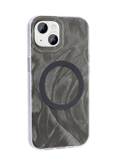 Apple Uyumlu iPhone 15 Plus İle Kılıf Magsafe Şarj Özellikli Fırça Boya Desenli Kapak