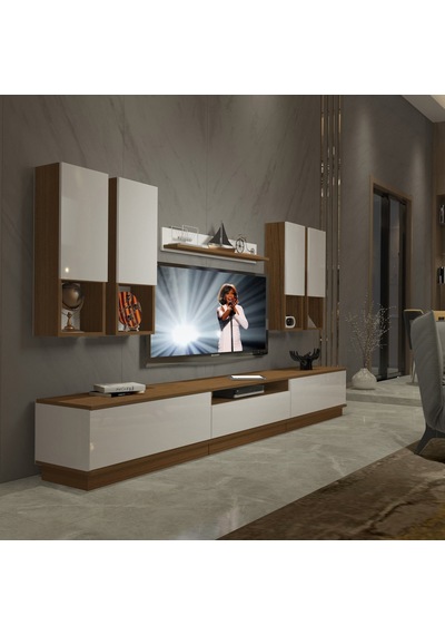 Decoraktiv Trendstyle 8das Mdf Tv Ünitesi Tv Sehpası - Ceviz Beyaz Ahşap - Beyaz