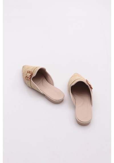 Dgn Pm386-k4311 Kadin Terlik Bej Keten