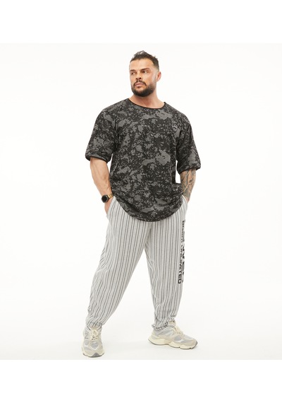 Bgsm Oversize Şalvar Eşofman Altı Body Pantolon Pnt1309 Ekru - Siyah