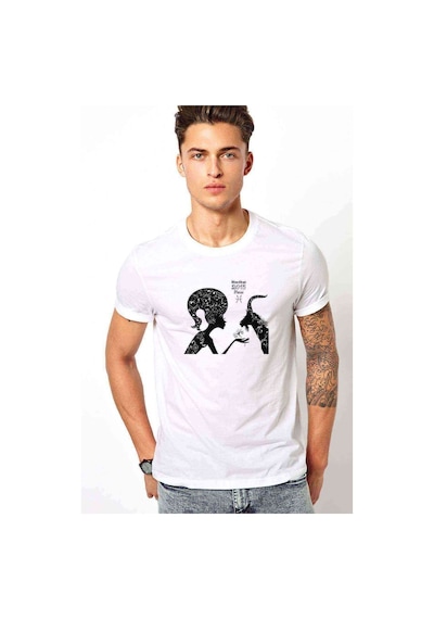 Pisces Baskılı Beyaz Erkek Tshirt