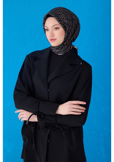 BELLİ Saf İpek Eşarp 4128d Twill İpek -8586 - 90 X 90 / Siyah Siyah