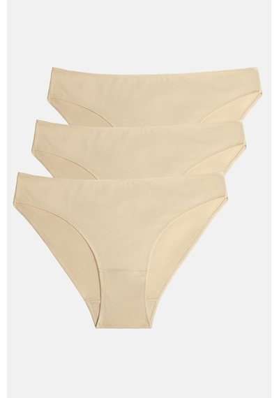 Suwen 3lü Pamuklu Basic Normal Bel Slip Külot St00406011413 Ten / Ten / Ten