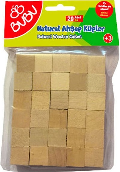 Bu-Bu Hs0033 20 Prç Ahşap Küpler Natural