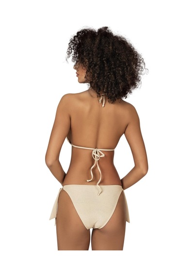 Endeep Kadın Yarım Dolgulu Aksesuarlı Simli Bej Bikini Takımı-bej