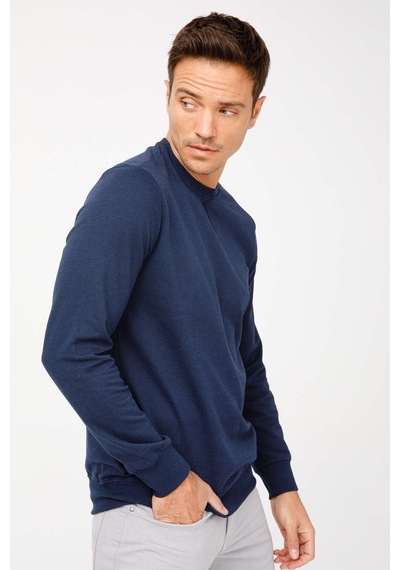 Igs İgs Erkek Lacivert Modernfıt / Ekstra Dar Kalıp Bisiklet Yaka Sweatshirt Lacivert