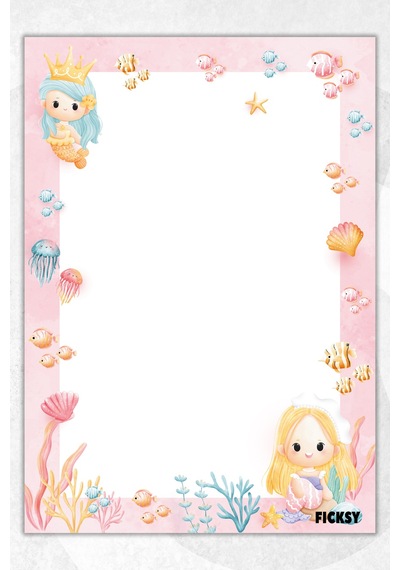 A5 Deniz Kızı Bloknot Çizgisiz Defter - 50 Yaprak - Memopad - Notepad - Not Defteri - Not Kağıdı Pembe Pembe