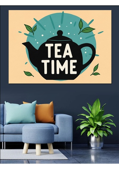 Çay Zamanı Vintage Tasarım Dekoratif Kanvas - Mdf Ahşap Tablo
