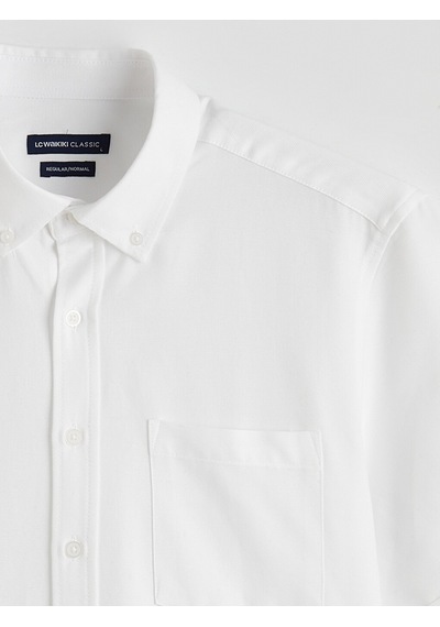 Lcwaıkıkı Classic Beyaz Regular Fit Armürlü Erkek Basic Gömlek