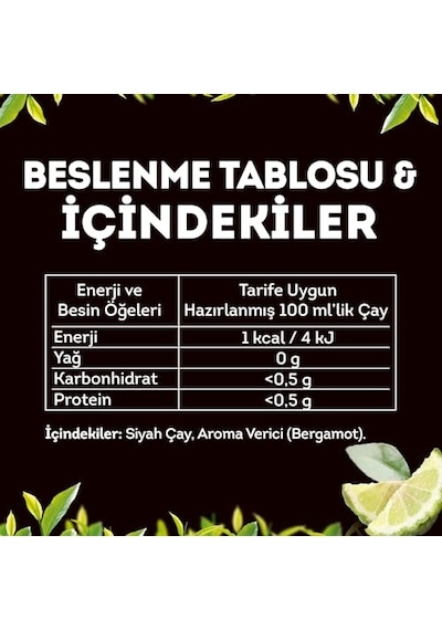 Lipton Earl Grey Bergamot Aromalı Demlik Poşet Çay 48'li Paket