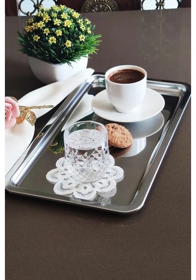 Lüx Çelik Dikdörtgen Servis Sunum Tepsisi 30x15 Cm Çok Renkli
