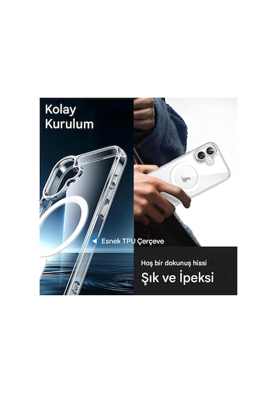 Apple iPhone Uyumlu 16 Şeffaf Magsafe Kılıf Mtl Safe