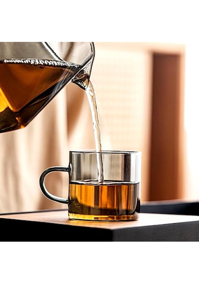 6 Adet 113ml Cam Füme Renk Fincan Espresso Kahve Fincanı Isıya Dayanıklı Çay Seti Çay Fincanı Çok Renkli