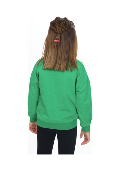 Toontoy Kids Toontoy Kız Çocuk Baskılı Sweatshirt Çimen Yeşili