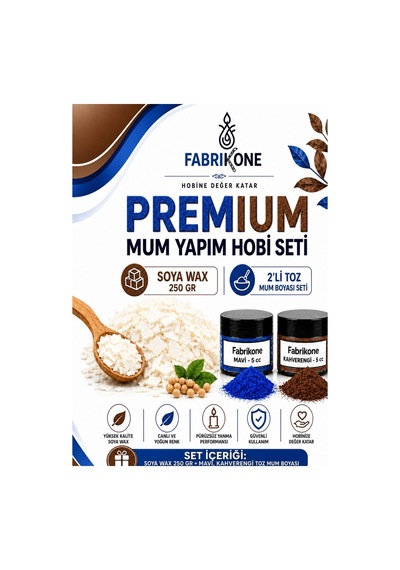 Premium Mum Yapım Hobi Seti - Soya Wax 250 Gr - 2'li Toz Mum Boyası Seti - Mavi, Kahverengi Bkfabsw2502mkh Karışık