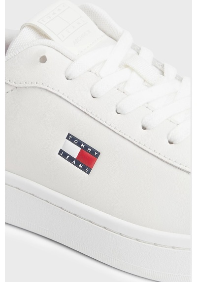 Tommy Jeans Deri Sneaker Ayakkabı Kadın Ayakkabı En0en03146 0gz Beyaz-mavi