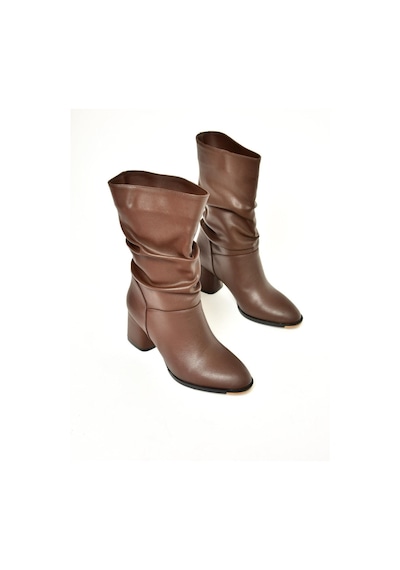 Fox Shoes T848243009 Kahverengi Kalın Topuklu Kadın Bot Kahverengi