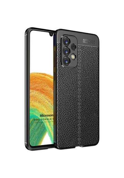 Samsung Galaxy A33 5g İçin Kılıf Deri Dokulu Silikon Siyah Galaxy A33 5g İle Uyumlu Kılıf - Siyah