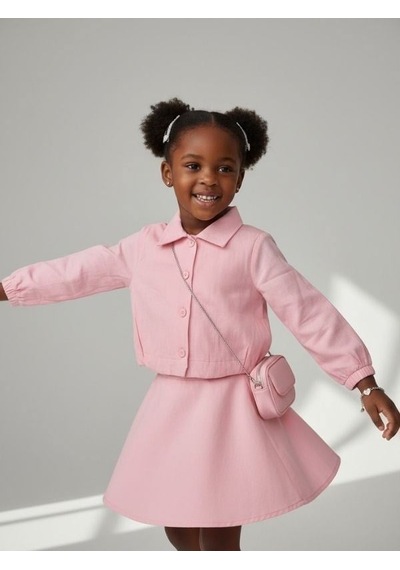 Zekids Kız Çocuk Tasarım Ceket-17171 Pembe