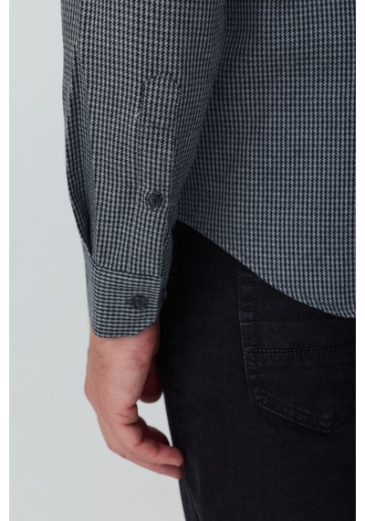 Morven Erkek Siyah Trend Desenli Dynamic Fit Gömlek 26ks004004001 Siyah