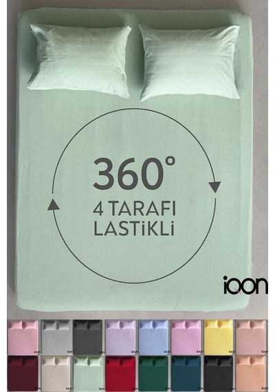 İqon Ranforce Dokuma Lastikli Çarşaf Takımı Çift Kişilik - 21 Renk Çok Renkli