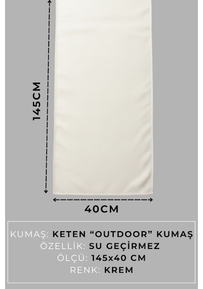 Marin Masa Örtüsü Runner 145x40 Su Geçirmez Outdoor Keten Tekne Bahçe Salon Mutfak Krem