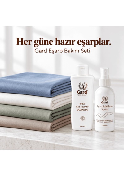Gard Eşarp Bakım Seti - İpek Şal Eşarp Şampuanı 200 Ml + Eşarp Sabitleme Spreyi 150 Ml