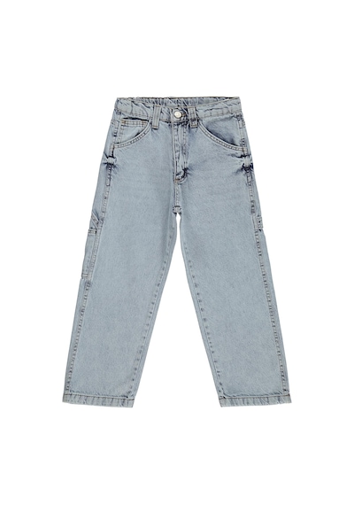 Civil Boys Yan Cepli Baggy Kalıp 10-13 Yaş Pantolon Kot - Mavi Buz Mavi