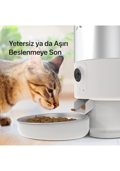 Xenon Smart Otomatik Mama Kabı (Kameralı) | 5 Lt, Mobil Kontrol, Çelik Kase, Sesli Görüş Destekli (X8605)