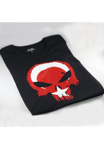 Alfa Giyim Punisher Cezalandırıcı Bayrak Baskılı Tişört Siyah