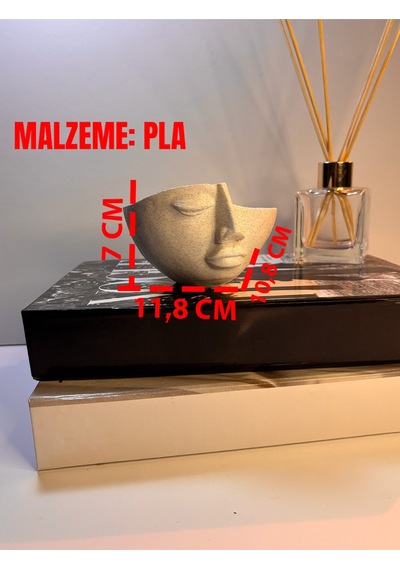 Soyut Yüz Formlu Dekoratif Kase Mat Mermer Beyaz Modern Masa Üstü Tasarım